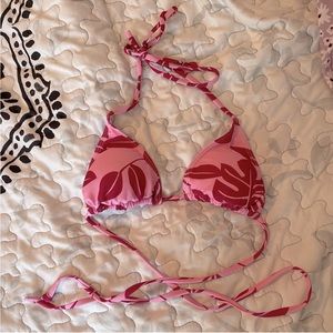 pink leaf shein bikini top